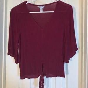 Dark red mid sleeve shirt